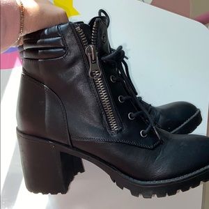 Madden girl combat boots black pleather